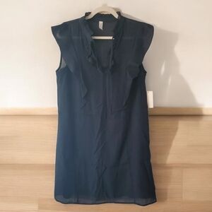 'I Love' Navy Blue Dress Womens Sz M Sleeveless Lightweight Sheer Lined Mini NWT